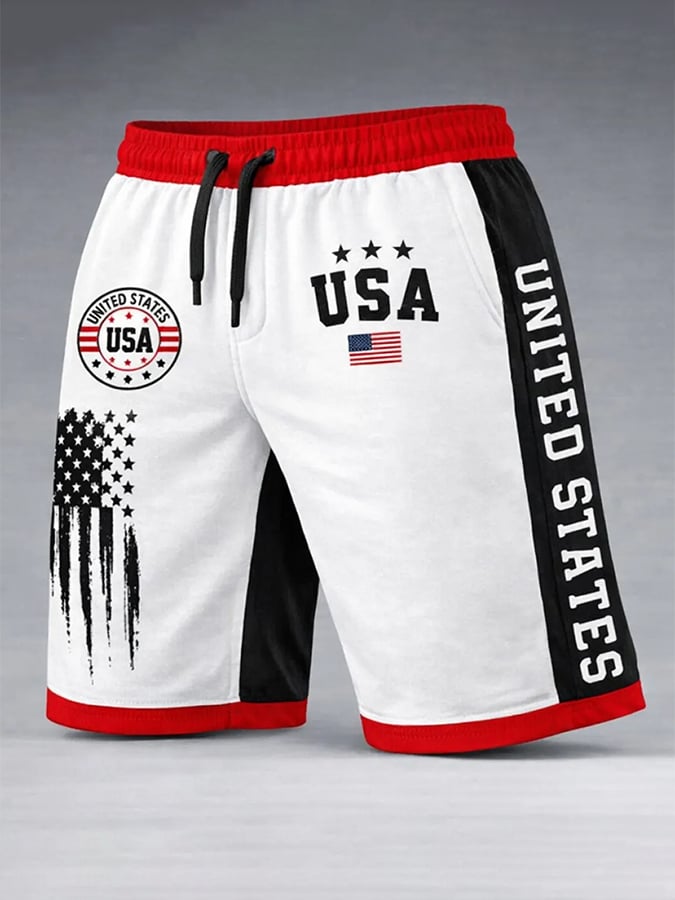 Men's 250th Anniversary National Flag Print Casual Shorts