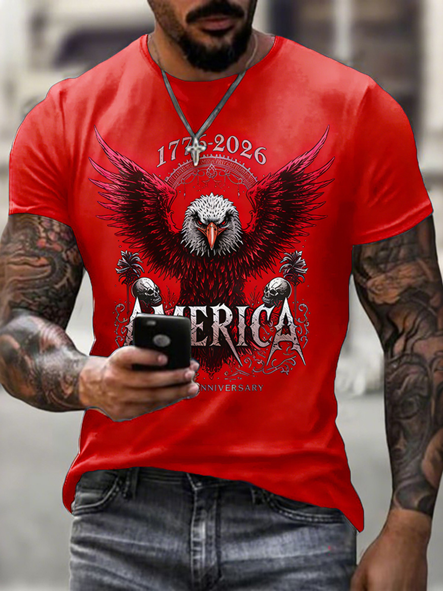 Men's American 250th Anniversary Free Eagle Printed T-shirt