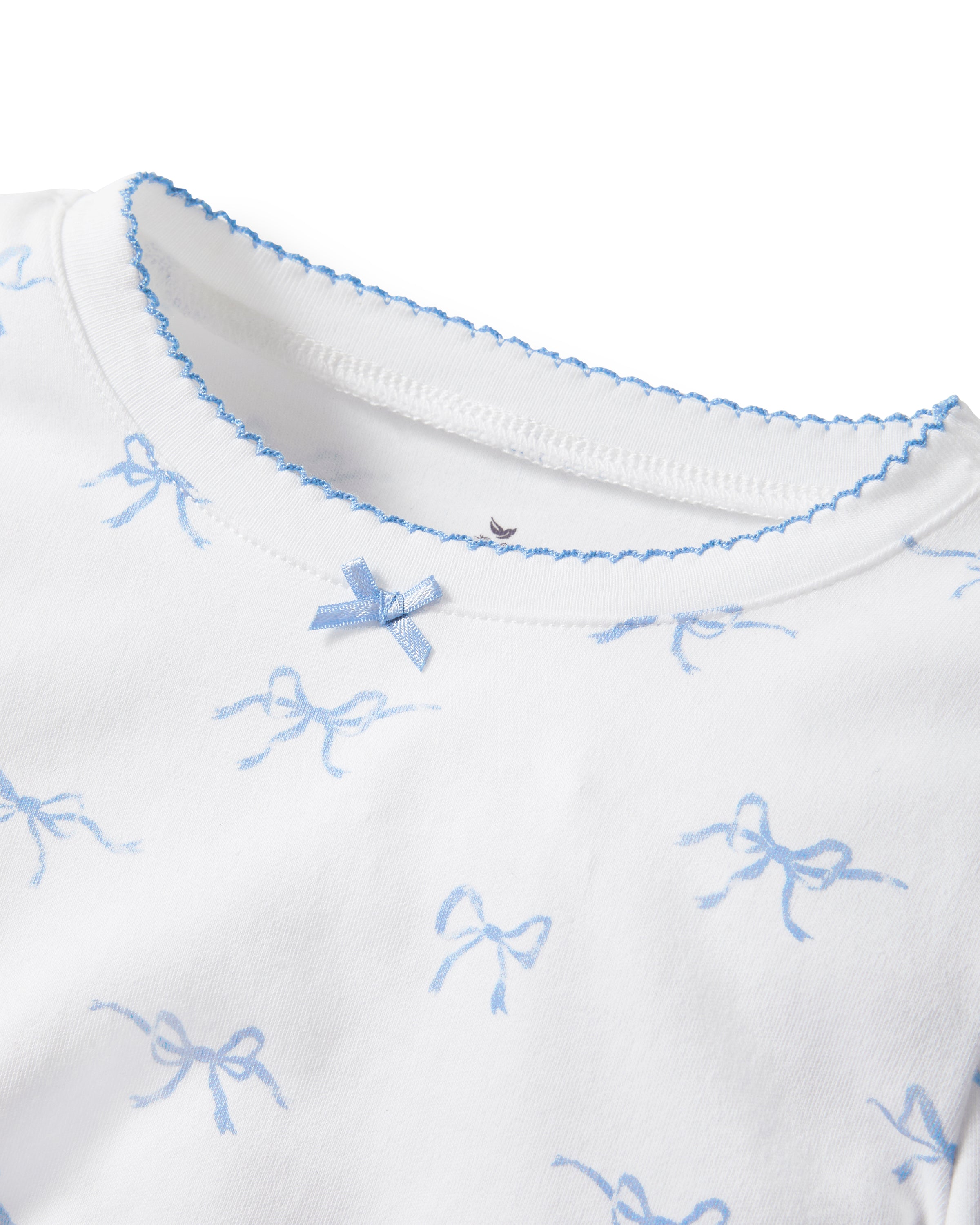 Kid's Pima Snug Fit Pajama Set in Something Blue Bows