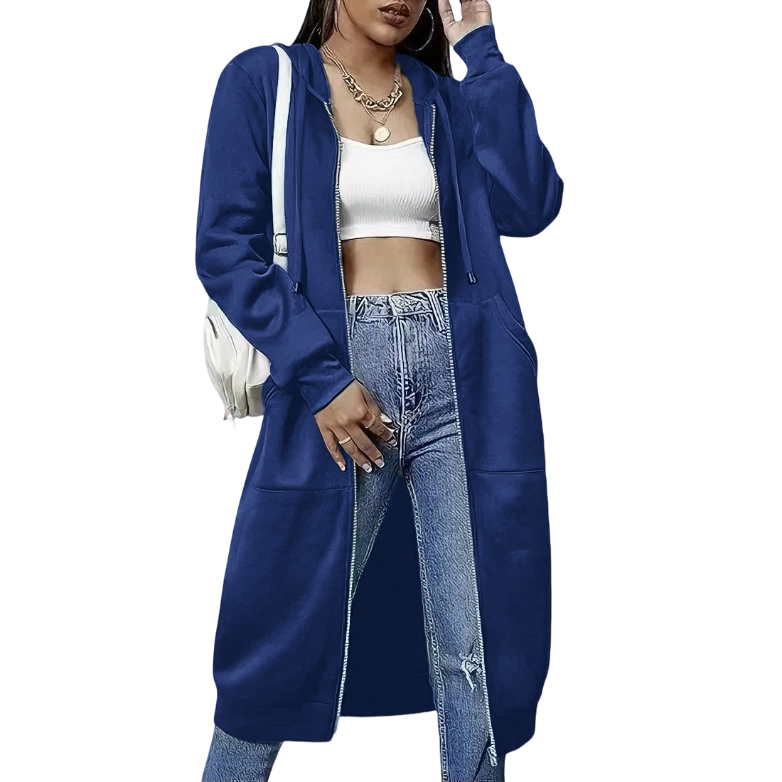 Women's casual zip-up fleece hoodie