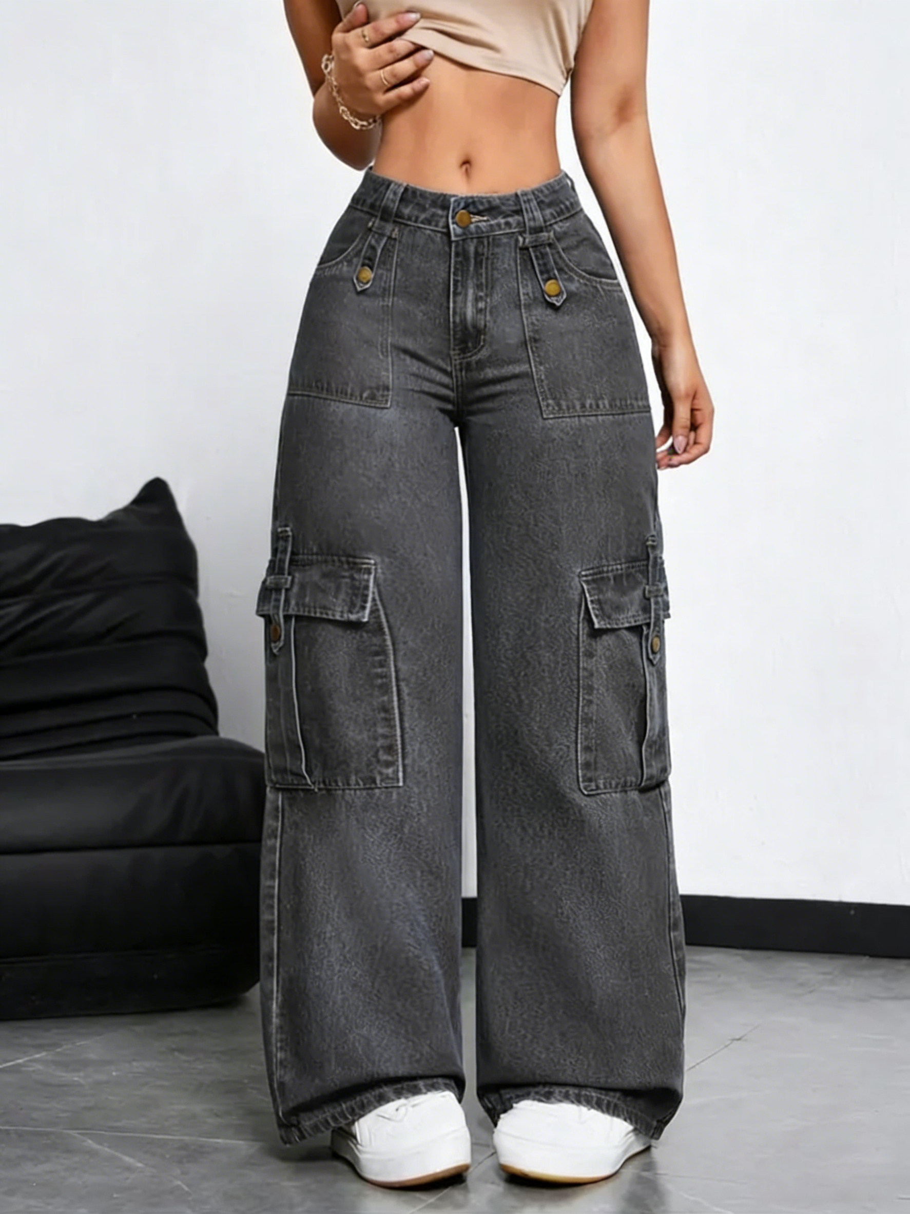 Women's Stretchy Multi-Pocket Straight Leg Jeans