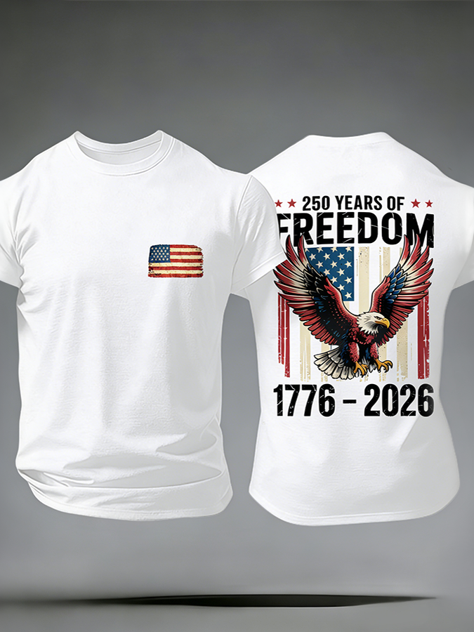 Men'S Casual American Founding Celebration Personalized Printed Round Neck T-Shirt