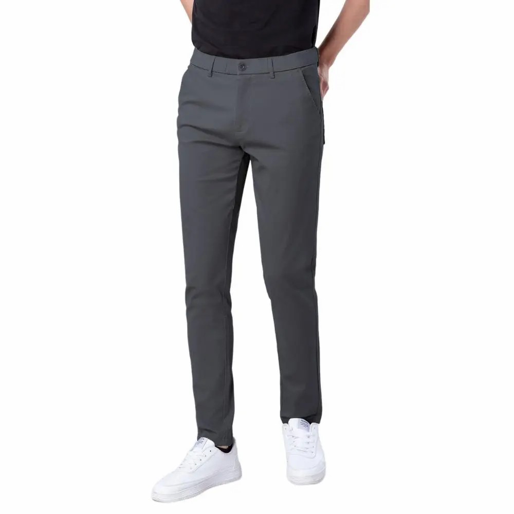Men's Skinny Khaki Pants Tapered Casual Trousers Menswear
