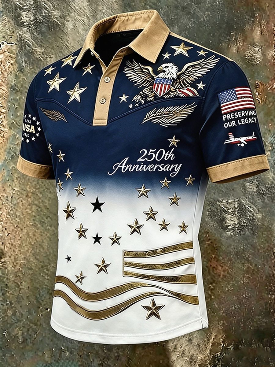 Men's 250th Anniversary USA Flag Eagle Polo Shirt