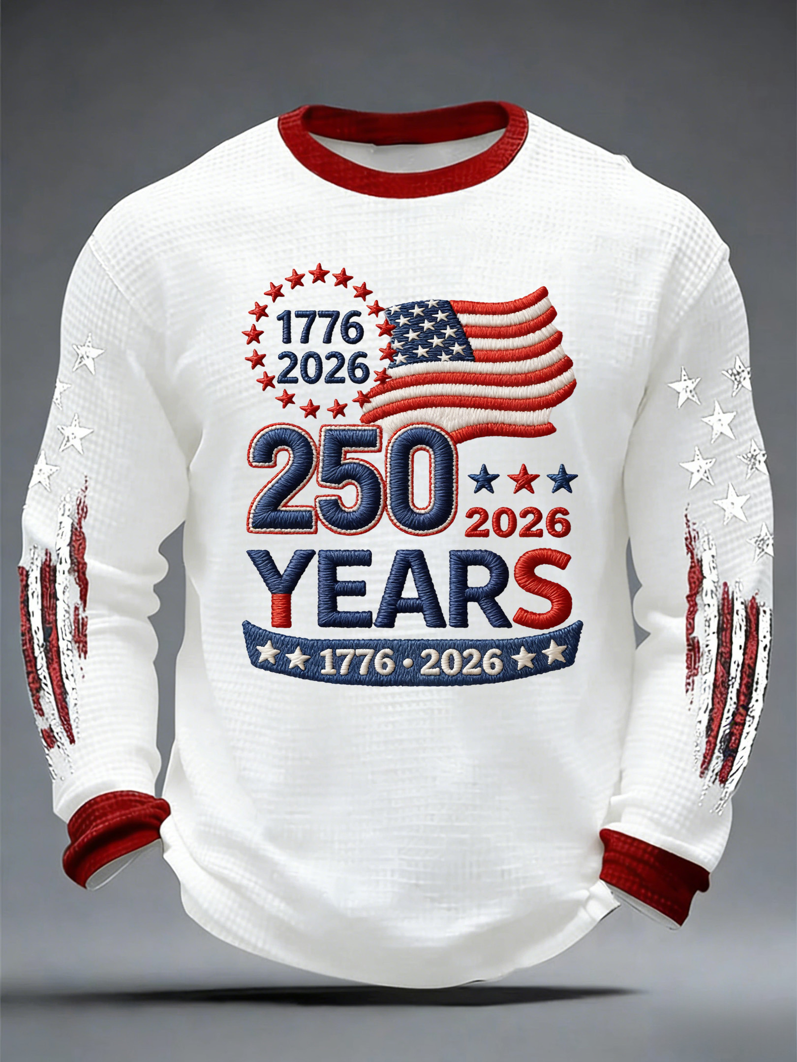 Unisex 250Th Anniversary Celebration Waffle Round Neck Long Sleeve T-Shirt