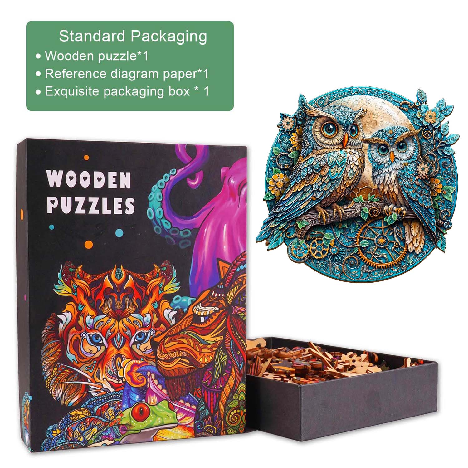 Embossed Owl Wooden Jigsaw Puzzle