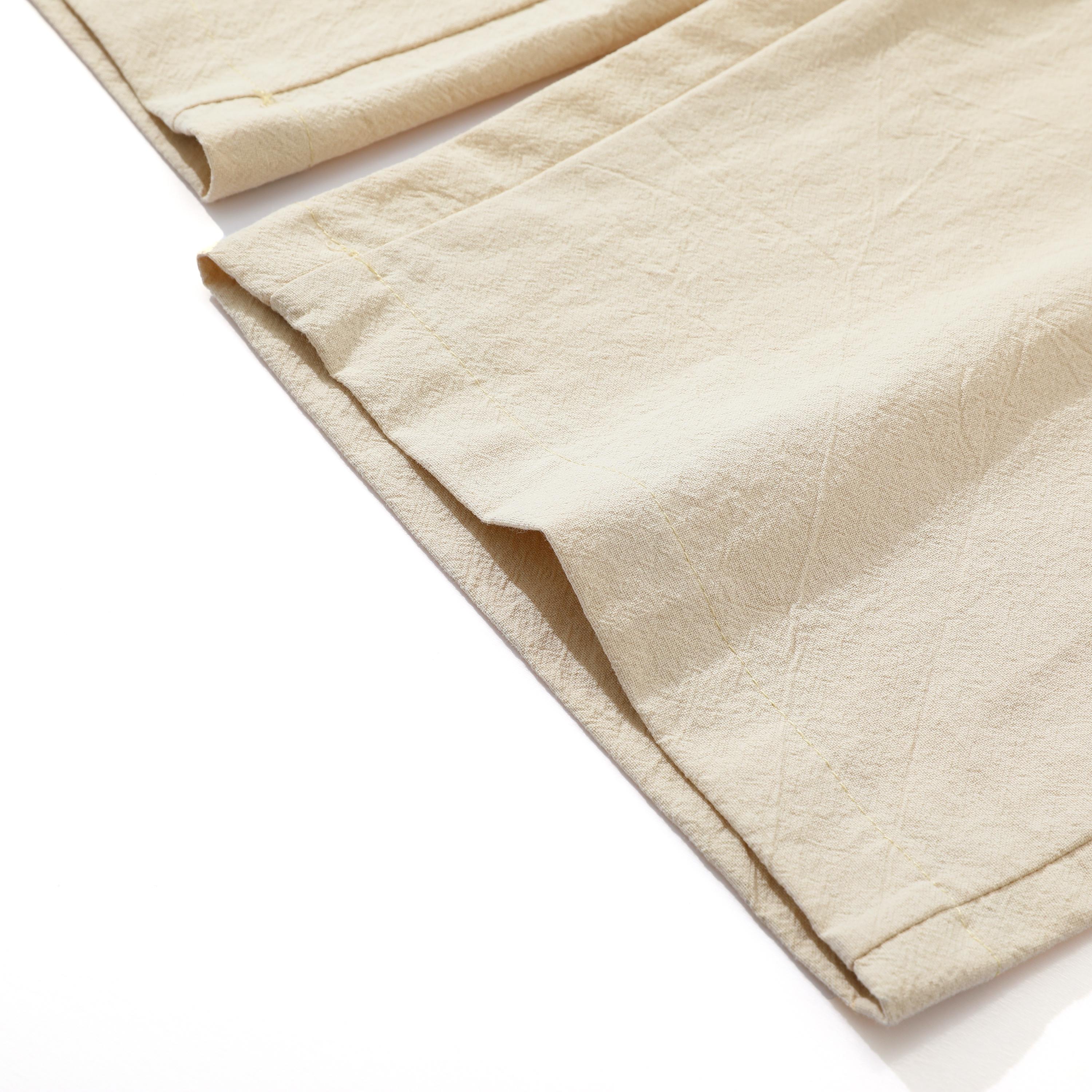 Minimalist Cotton-Linen Pants with Elastic Drawstring Waist