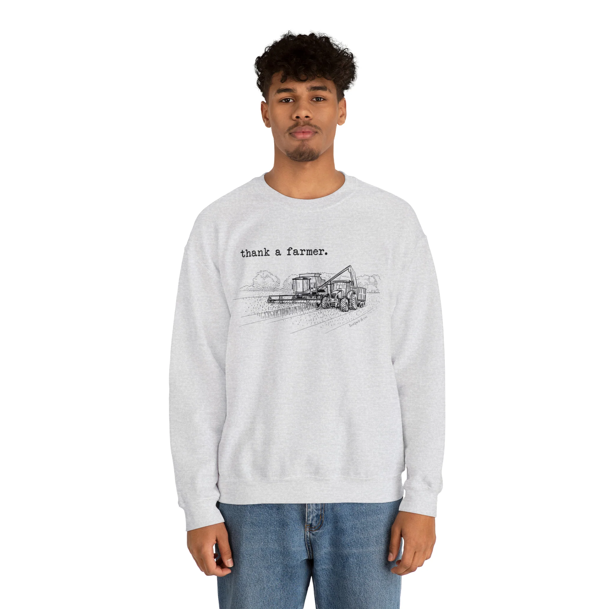 Thank a Farmer Combine Unisex Heavy Blend? Crewneck Sweatshirt