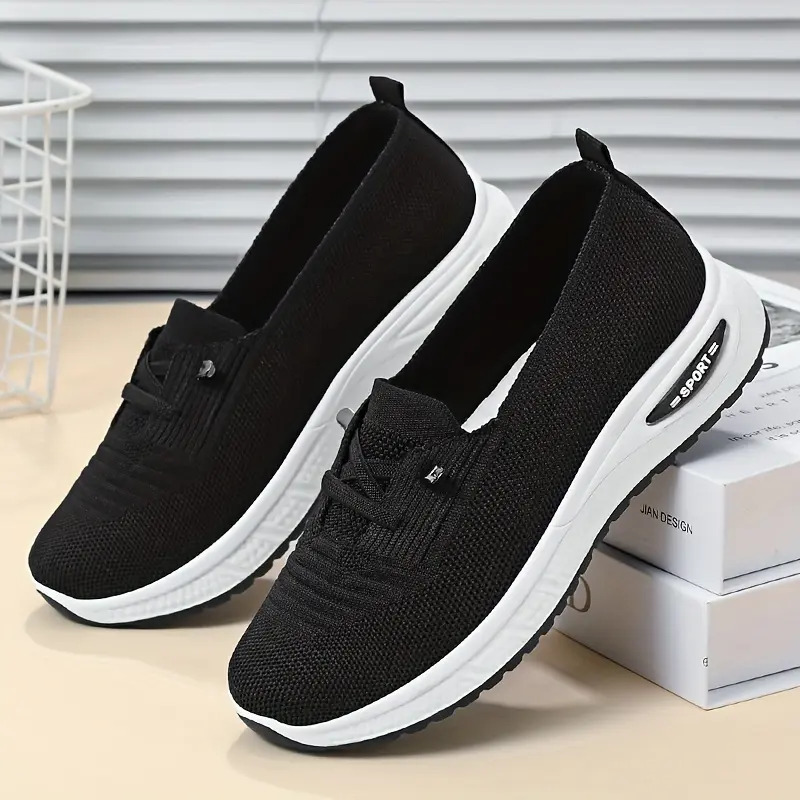 Women's Slip-On Knit Sneakers | Lightweight Breathable Comfort Casual Shoes Slip On Style Footwear