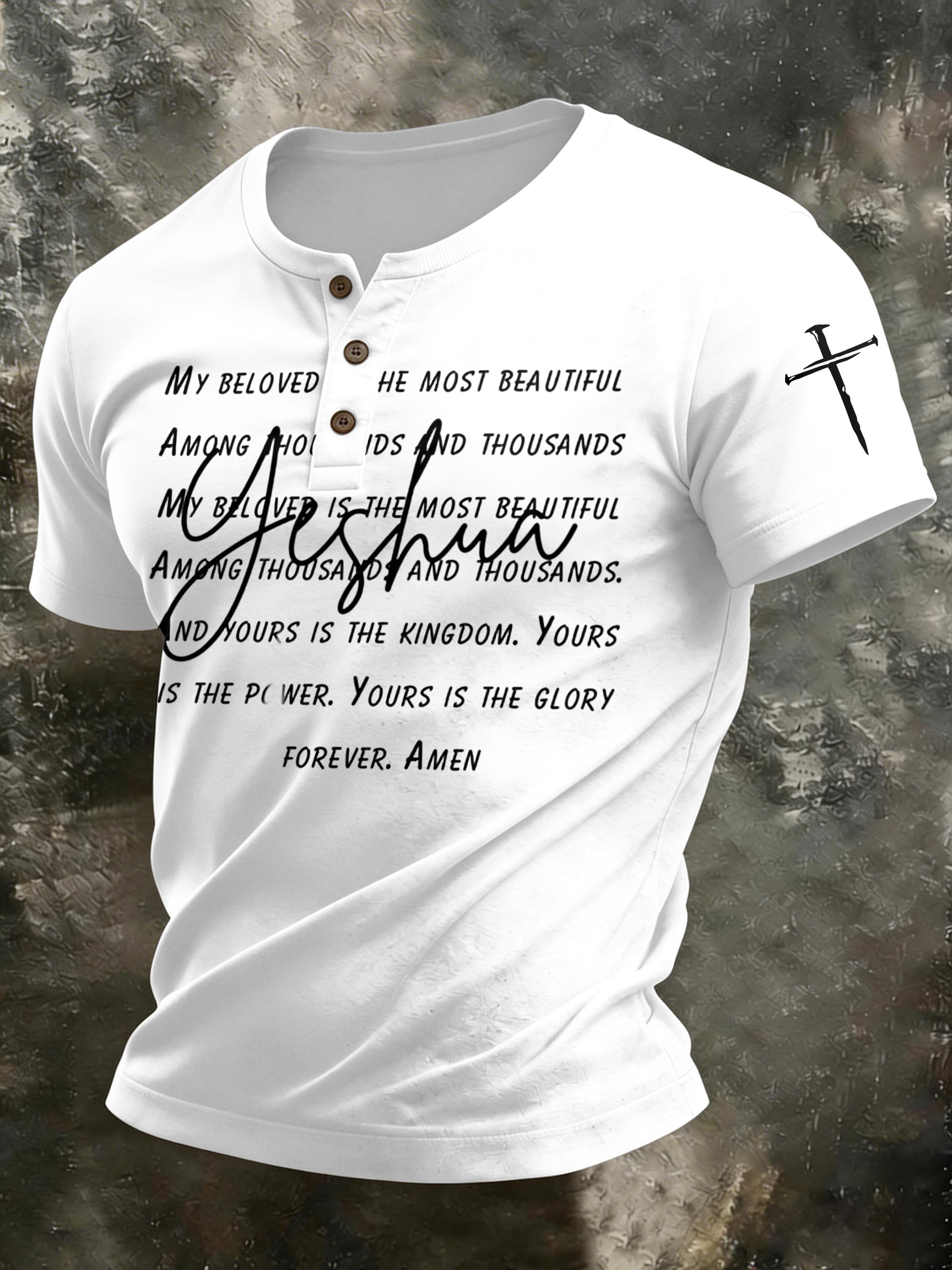 Men'S Casual Faith In Christ Jesus Henry Collar Polo Shirt