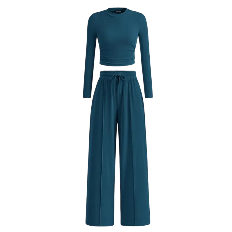 Women's 2-Piece Set – Top & Wide-Leg Pants