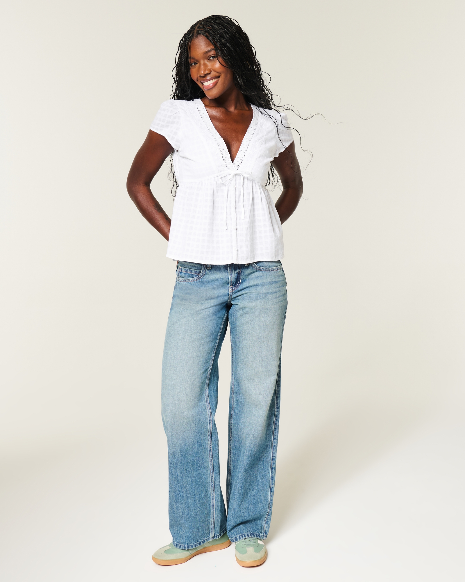 Short-Sleeve Flyaway Babydoll Top