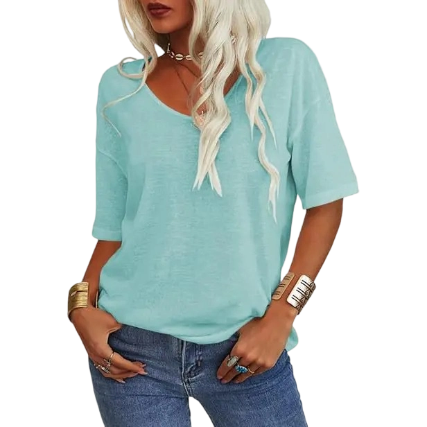 Women’s Soft V-Neck Casual Loose Fit T-Shirt