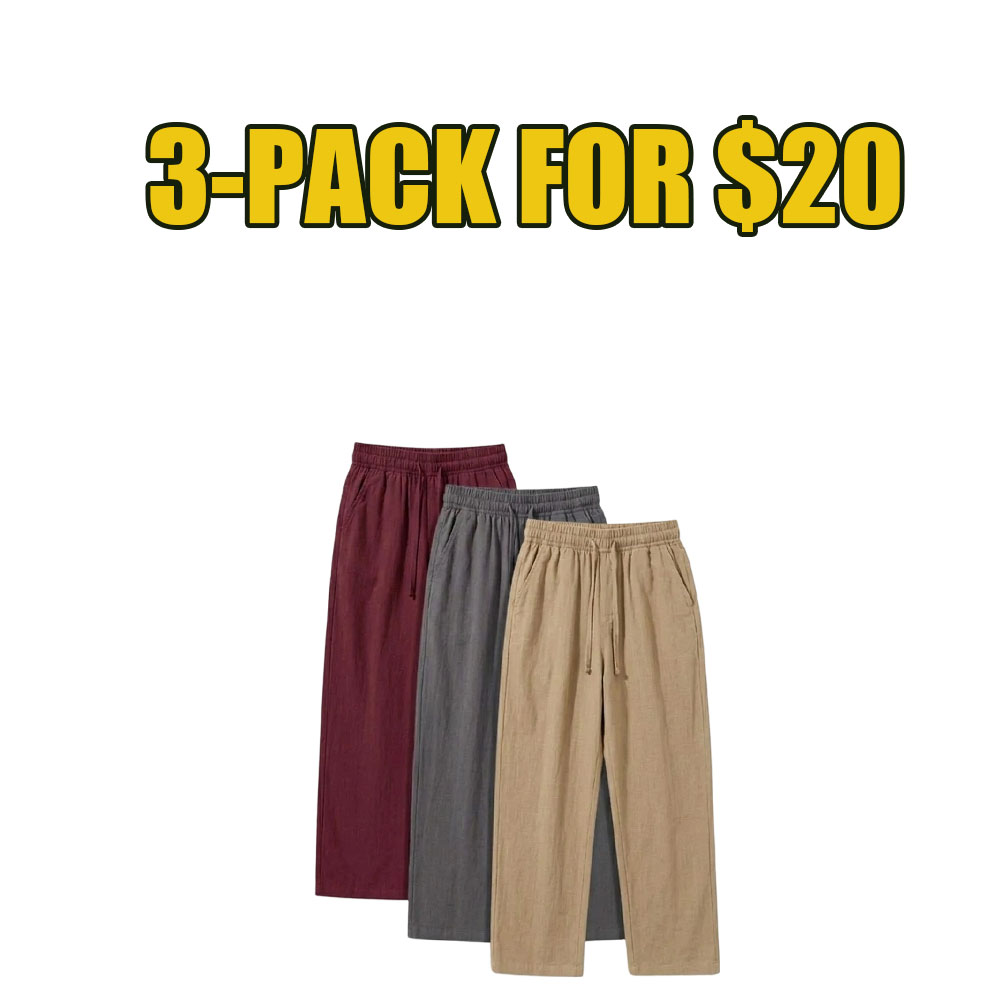 9-Pack Cotton Linen Wide-Leg Pants