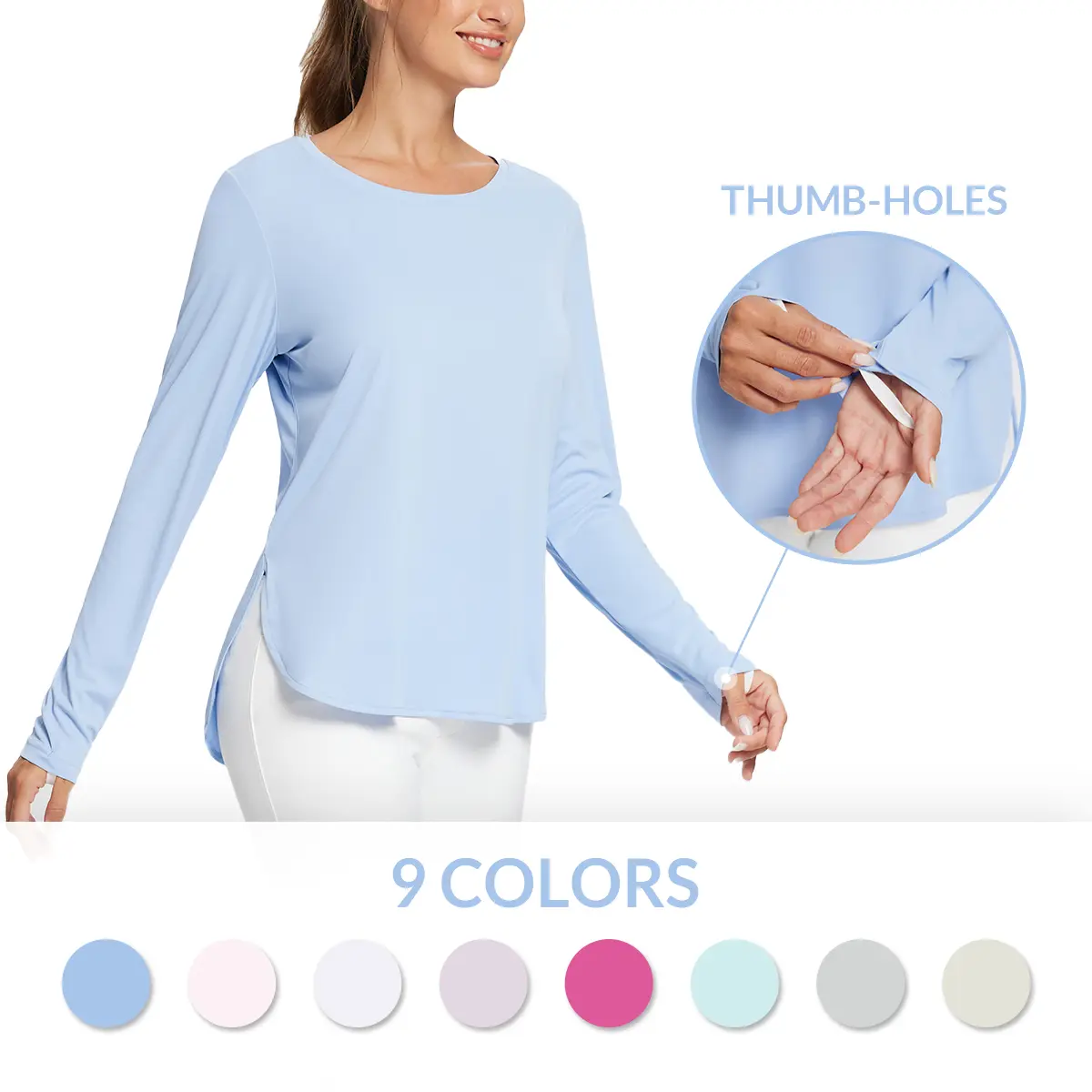 Women's Sun Shirts UPF 50+ Long Sleeve Hiking Tops Lightweight Quick Dry UV Protection Outdoor Clothing Workout Rash Guard Hiking Fishing Beach