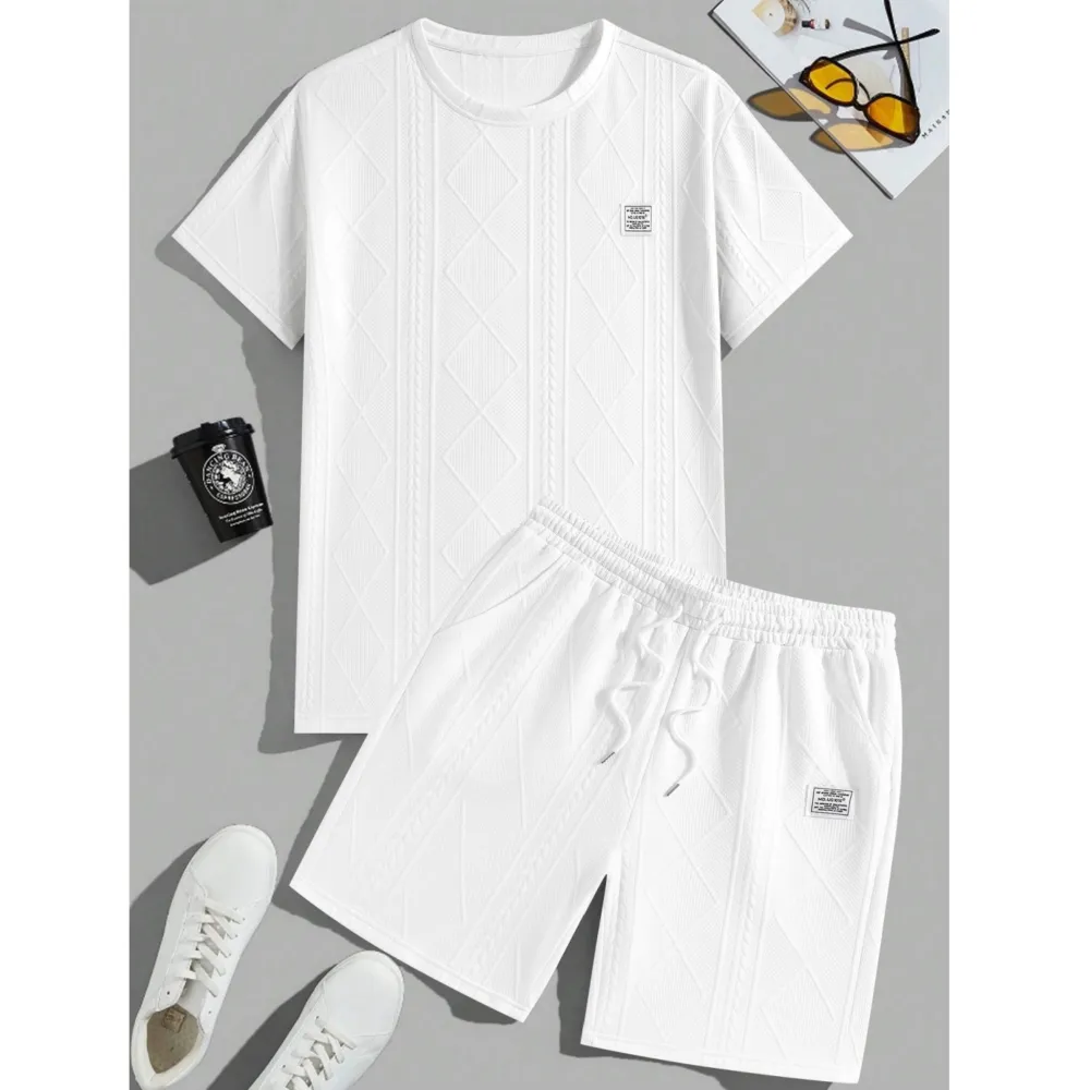 Men's Casual Sports Suit 2-Piece texture Set