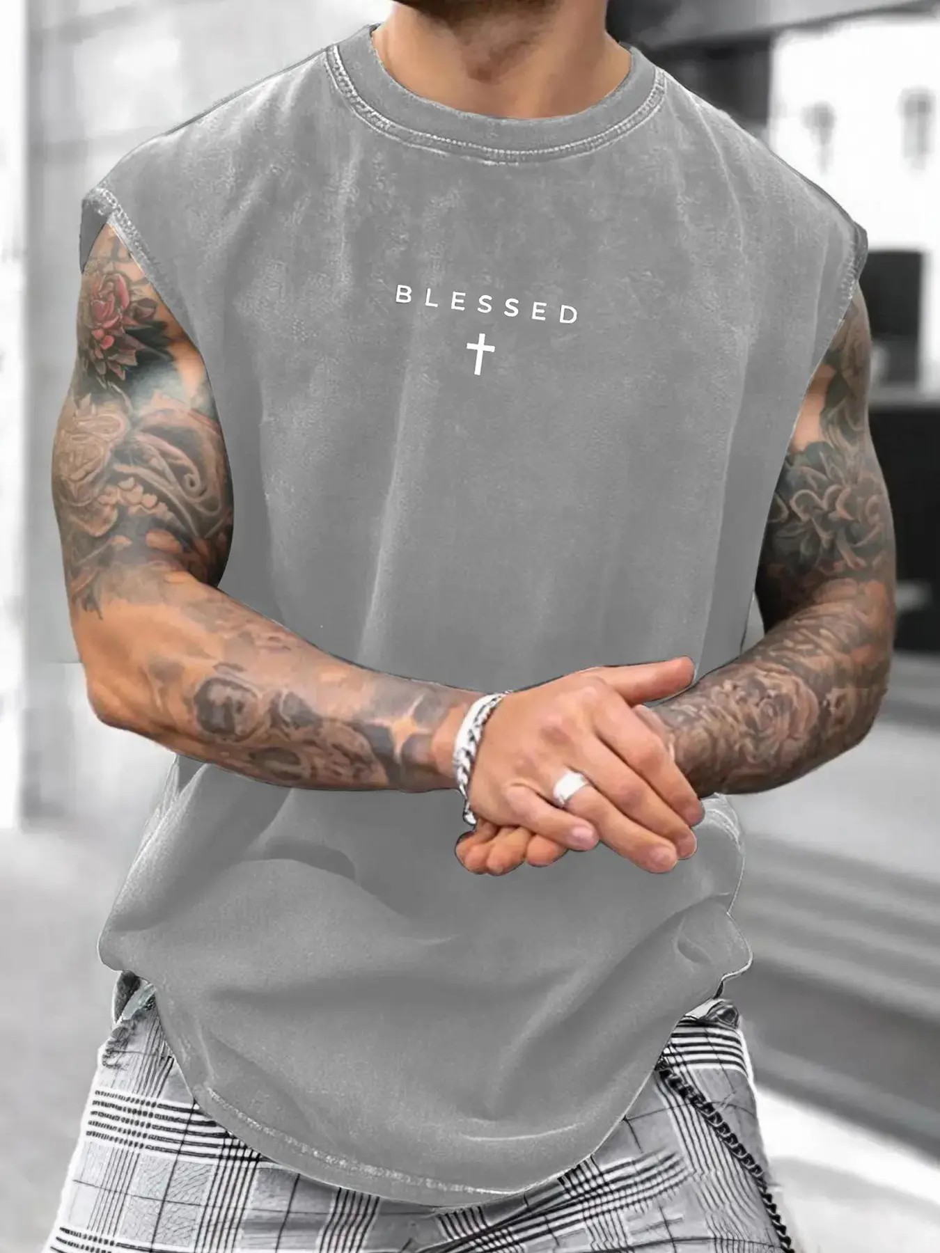Men's Loose-Fit Sleeveless Short Graphic T-Shirt
