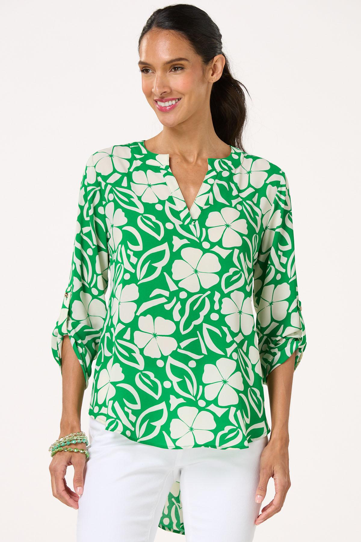 Green Floral Top