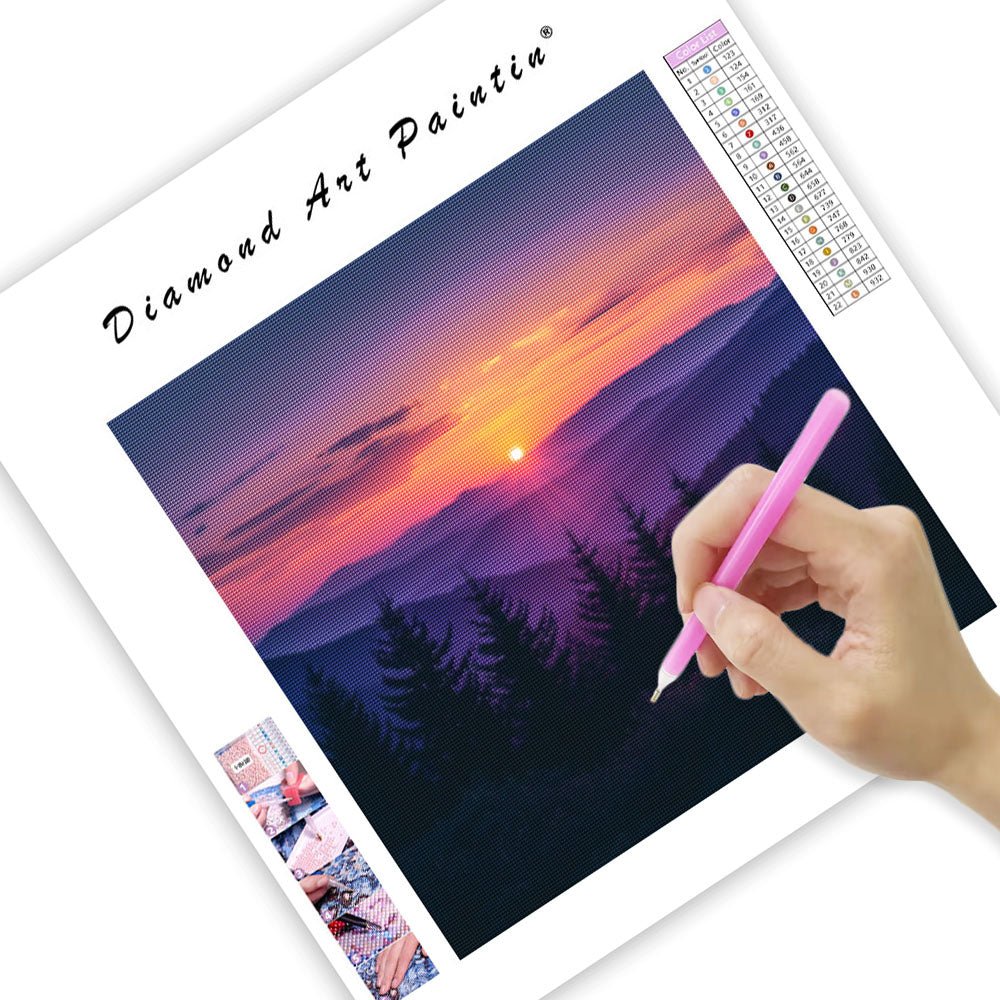 Sunset Mountain Serenity - Diamond Painting