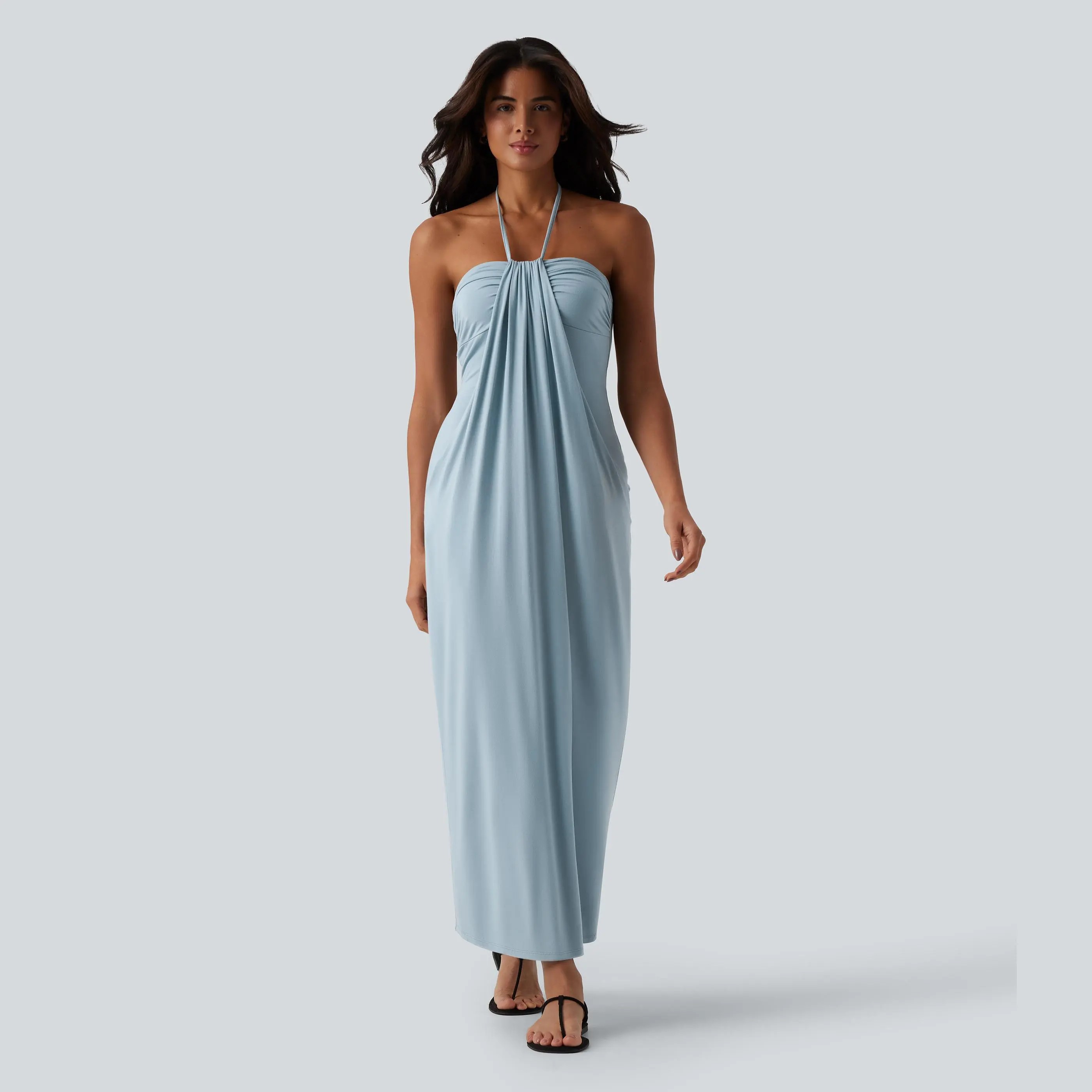 【Creator’s Pick】Halter Tie Back Maxi Dress with Pockets