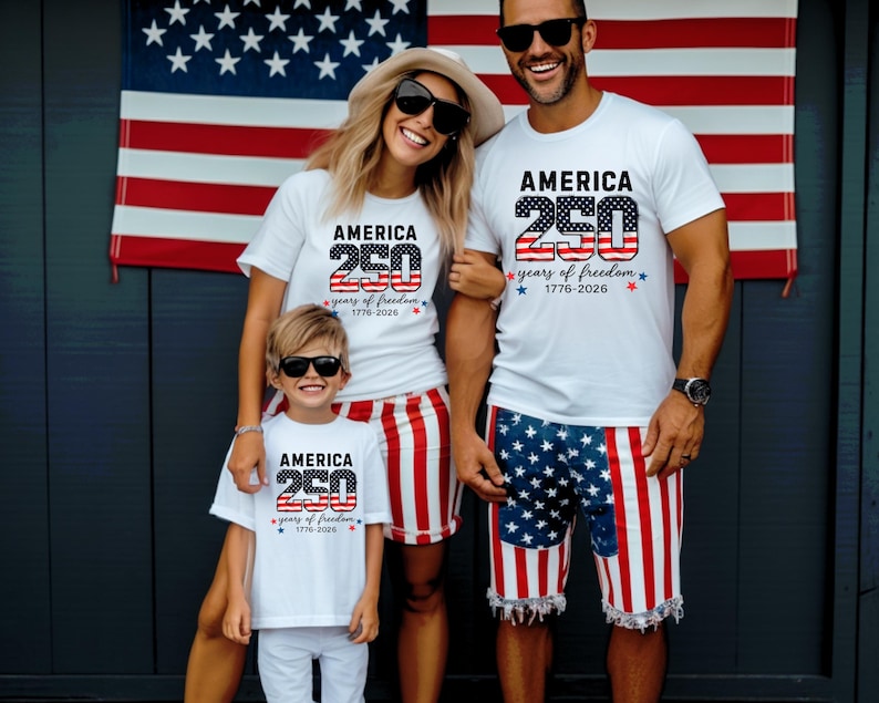 United States of America 250th Anniversary Kids Shirt - Patriotic Flag 4th of July Toddler Tee