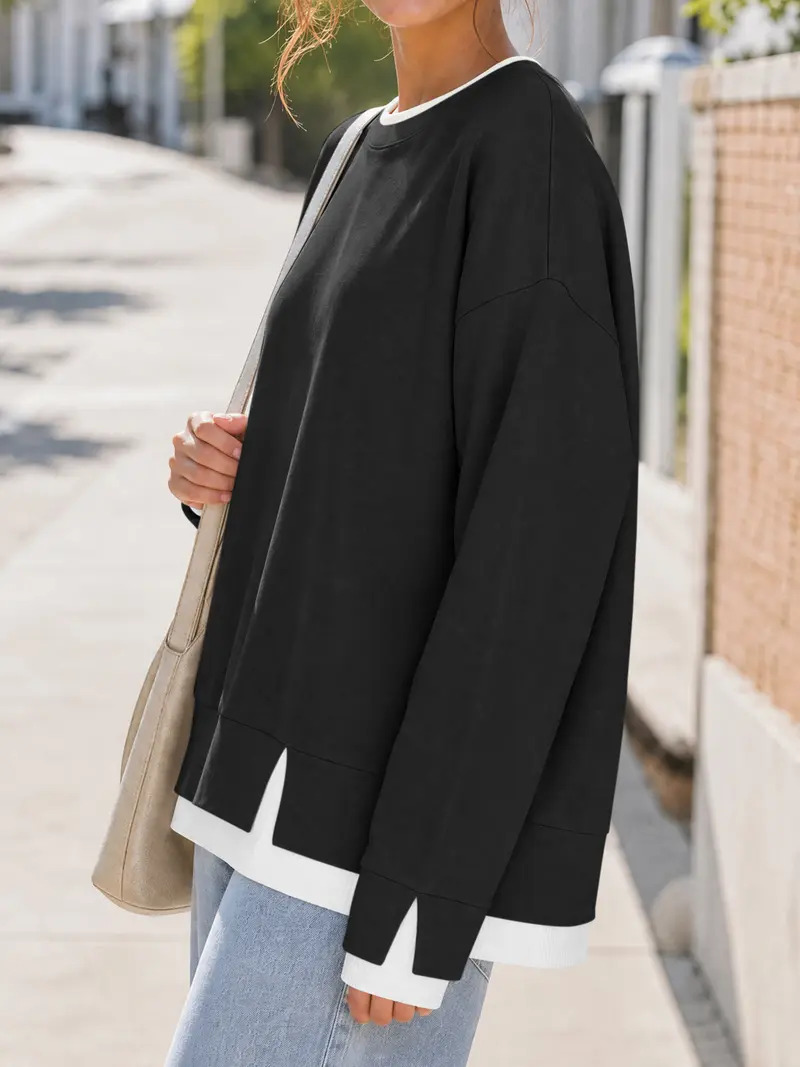 Women's faux-layered style sweatshirt