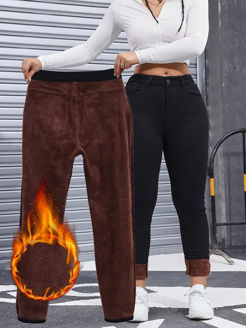 Fleece-Lined High-Waist Skinny Jeans – Warmth & Flattering Fit