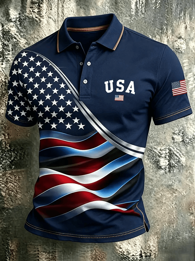 Men's USA 1776-2026 Freedom Printed Polo Shirt