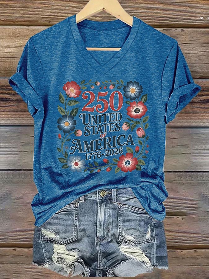 Women's 250th Anniversary American Casual Printed Short-Sleeve T-Shirt