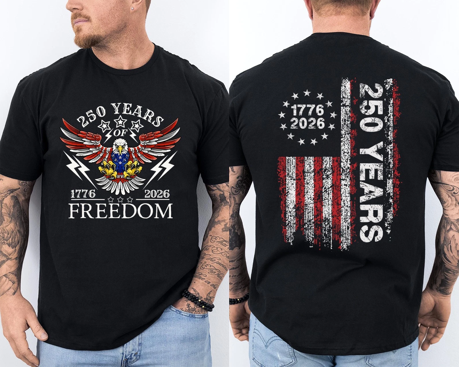 Men'S Casual American 1776-2026 Anniversary Printed Short Sleeved T-Shirt