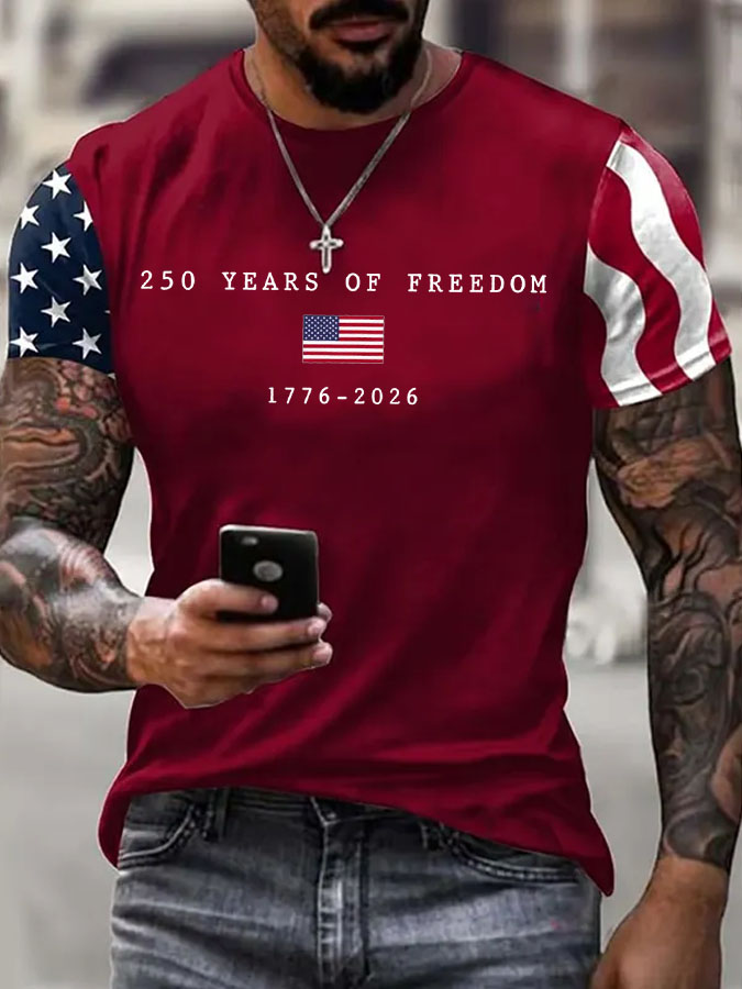 Men'S 250Th Anniversary Printed Casual T-Shirt
