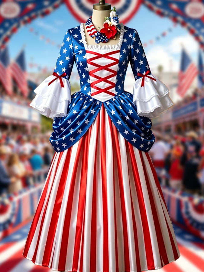 Women'S Retro American Independence Day 250Th Anniversary Celebration Dress