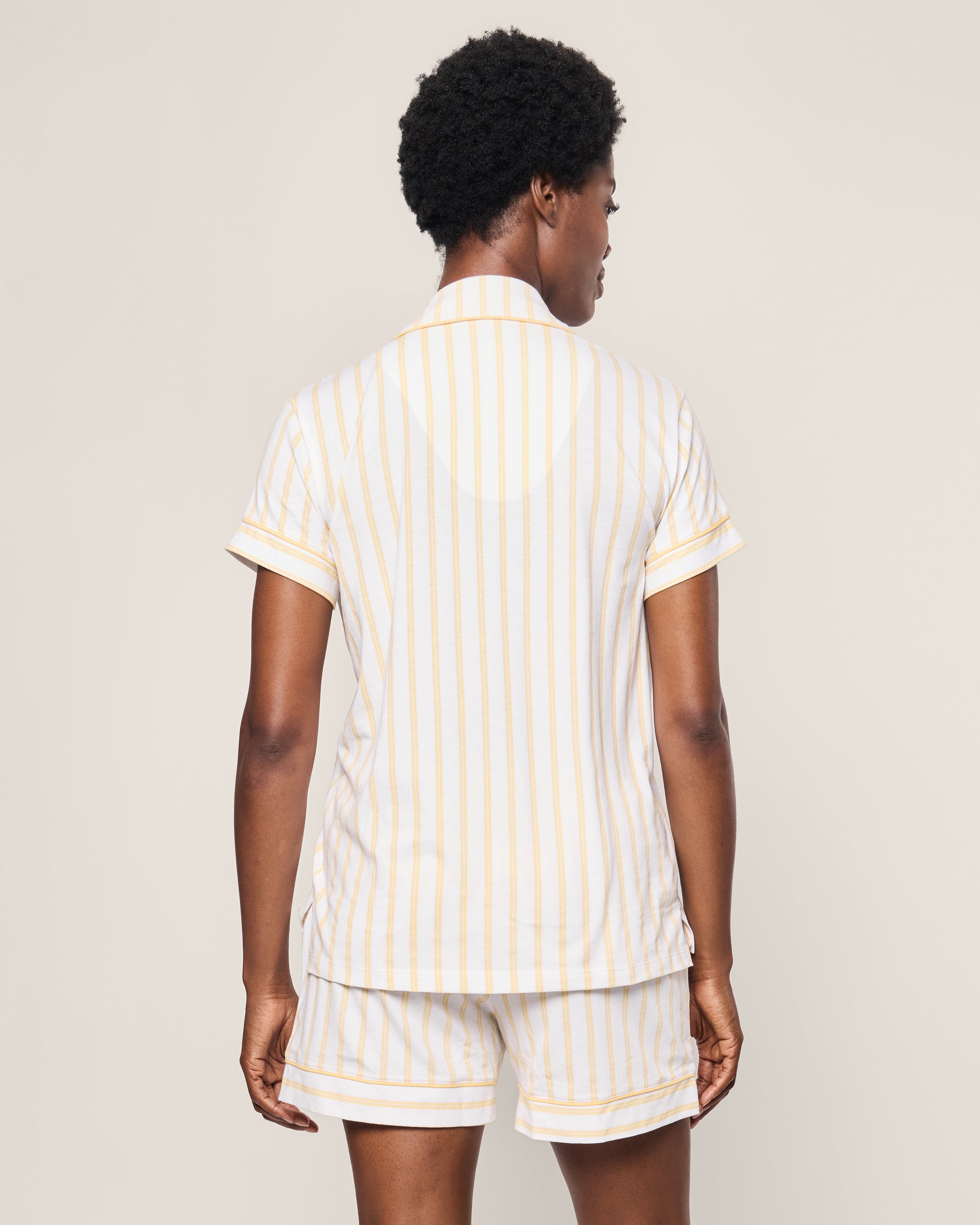 Women's Pima Short Sleeve Short Set in Sunny Stripe