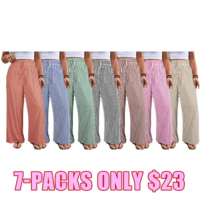 🌿 Women's Striped Drawstring Casual Pants