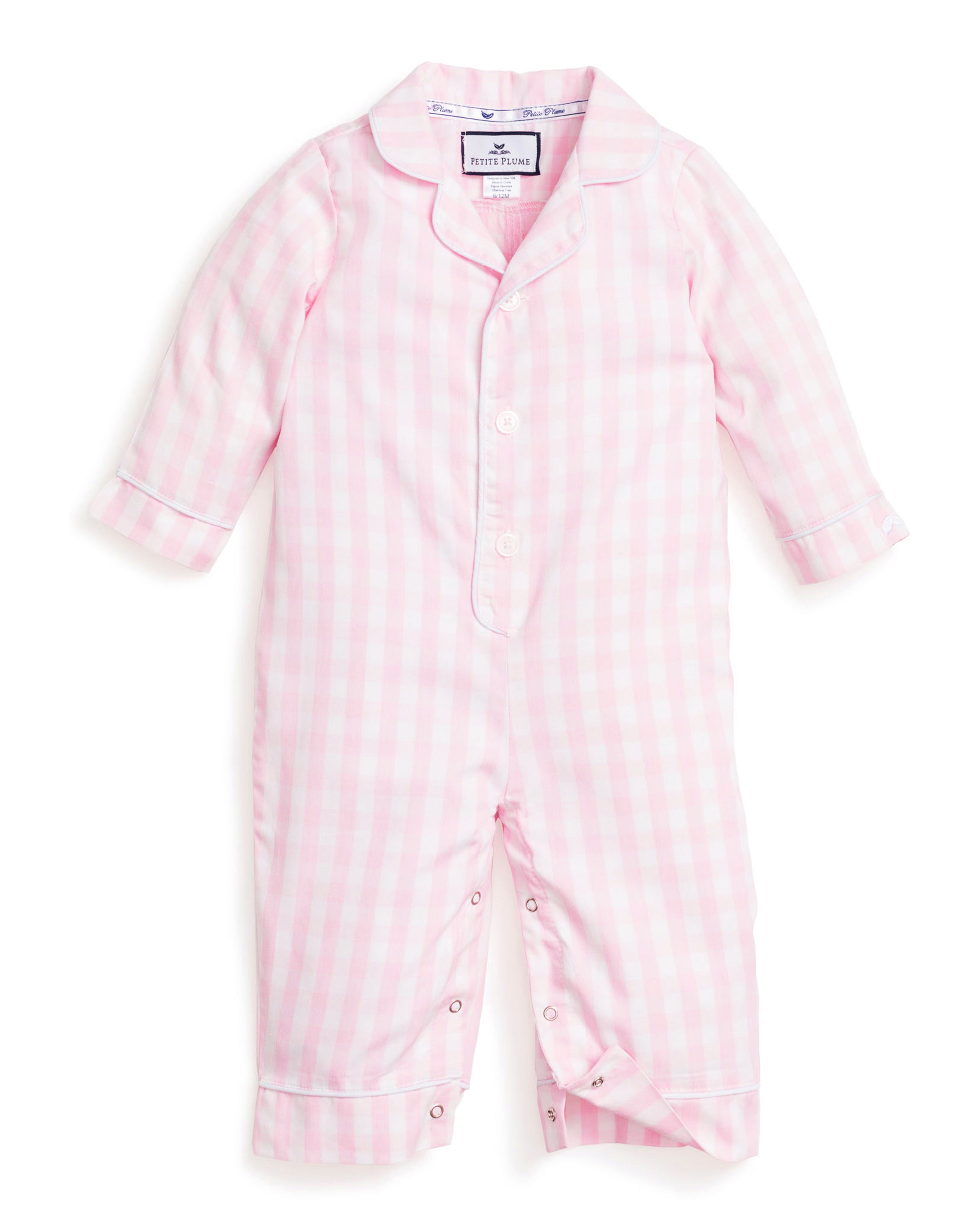 Baby's Twill Classic Romper in Pink Gingham