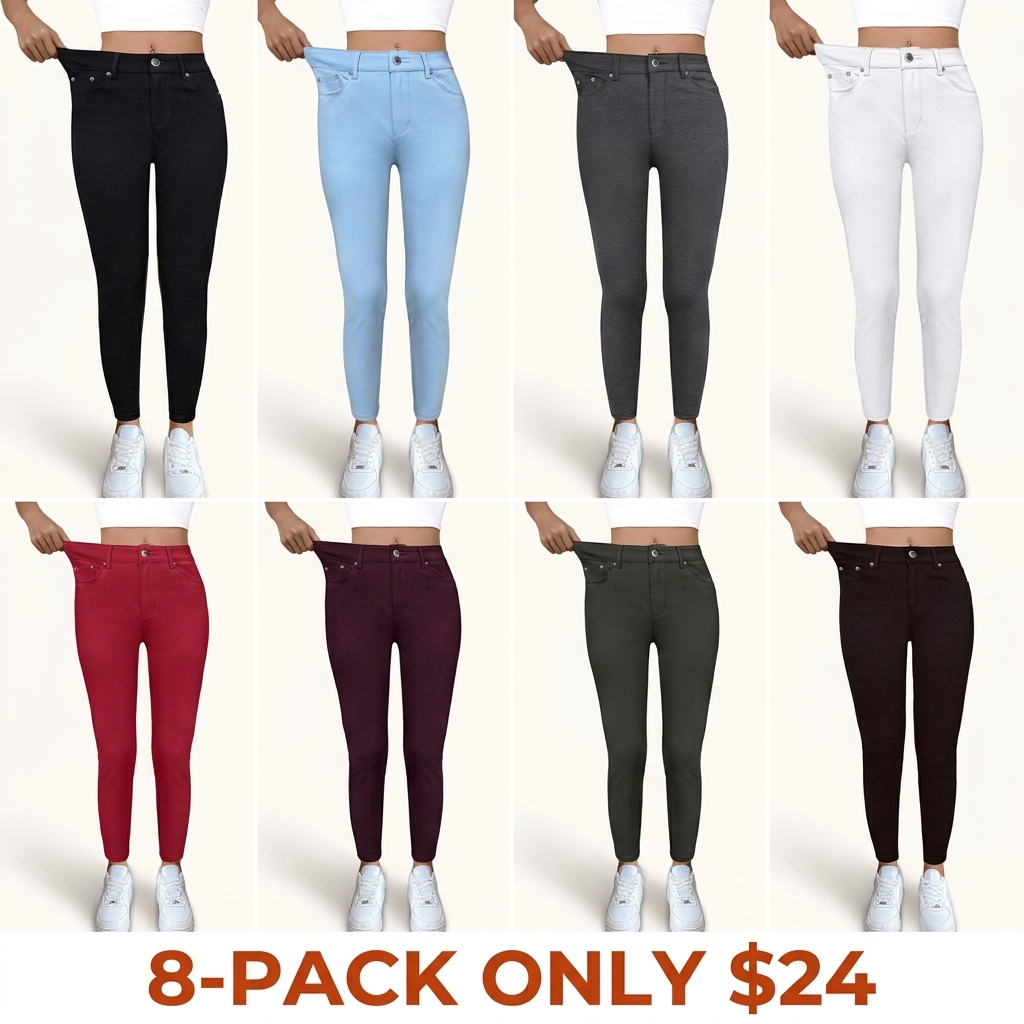 Women's Solid-Color Button-Pocket Fitted Athletic Pants