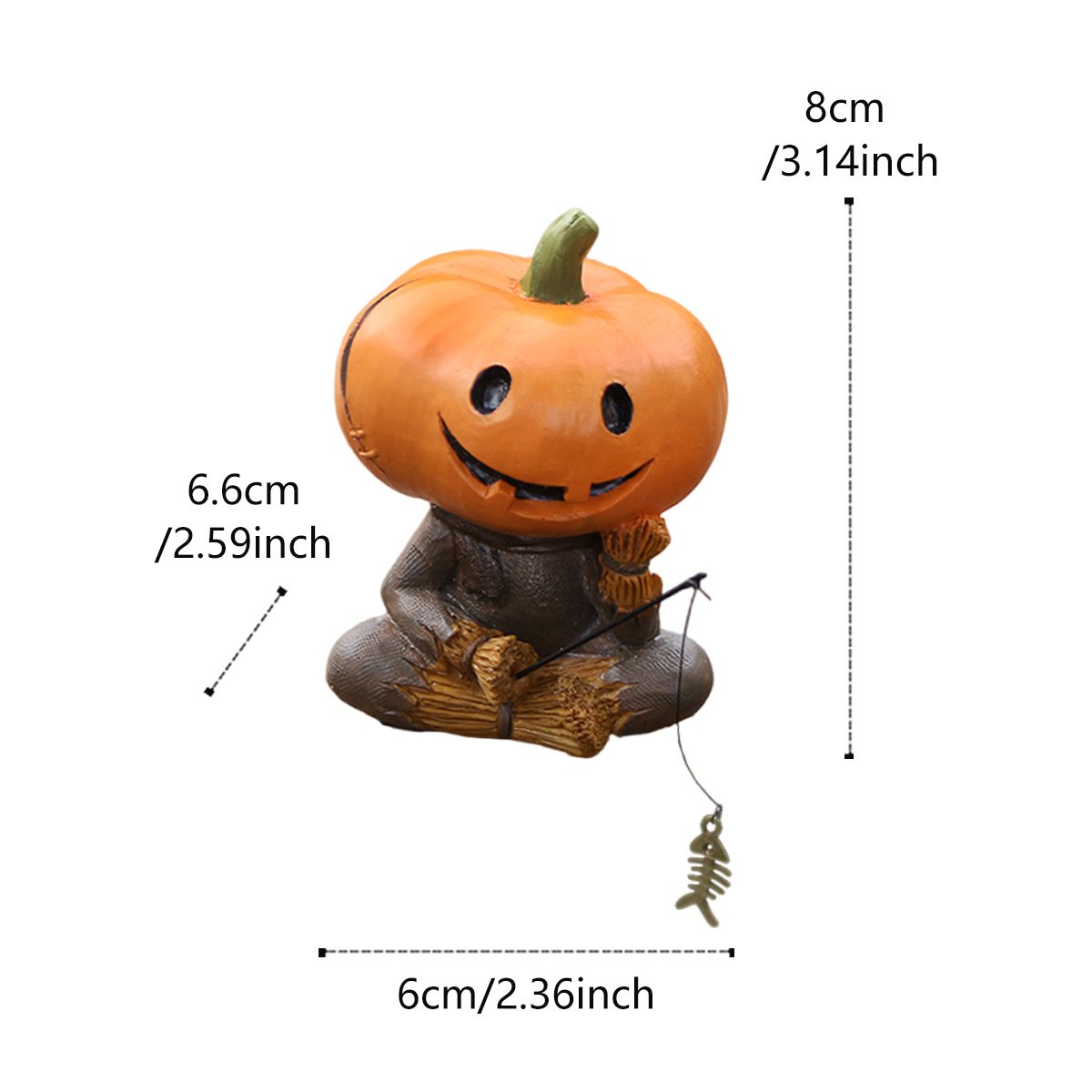 Pumpkin Fisherman Figurine  A Quirky Touch of Halloween Fun
