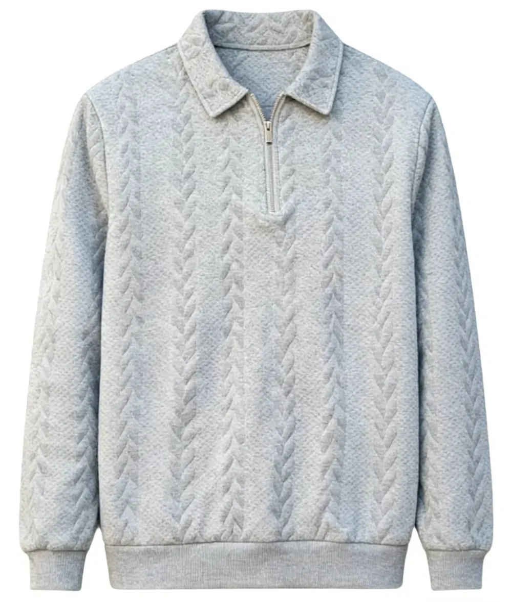 🔥Last Day Promotion!🔥Clearance Sale - Up to 90% Off-Men's Fall Winter Outfits Knitted Polo Neck Long Sleeve Sweatshirt for Daliy Wear