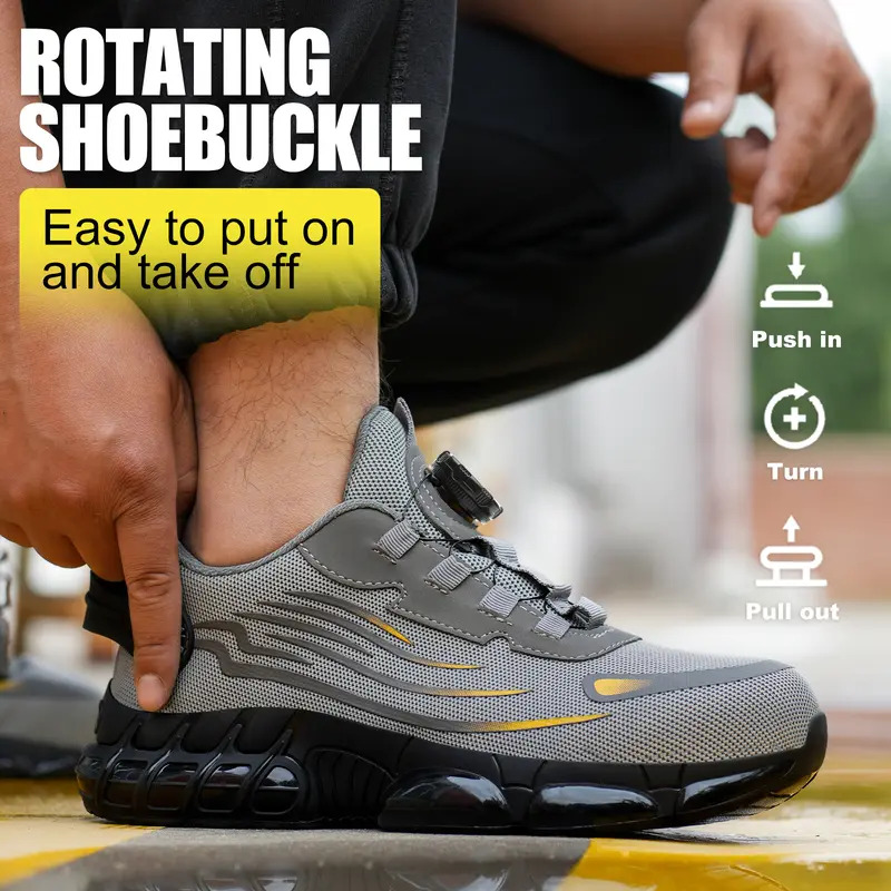 Qingruipai Men's Steel Toe Work Shoes