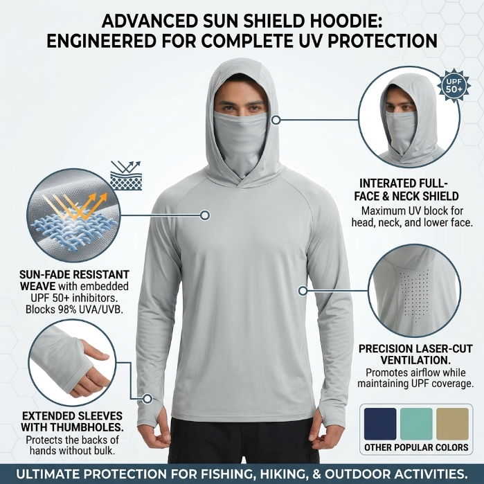 ☀️☀️☀️Casual Hoodie Pullovers Multicolored Long Sleeve Lightweight UPF Sun Protection Hoodies