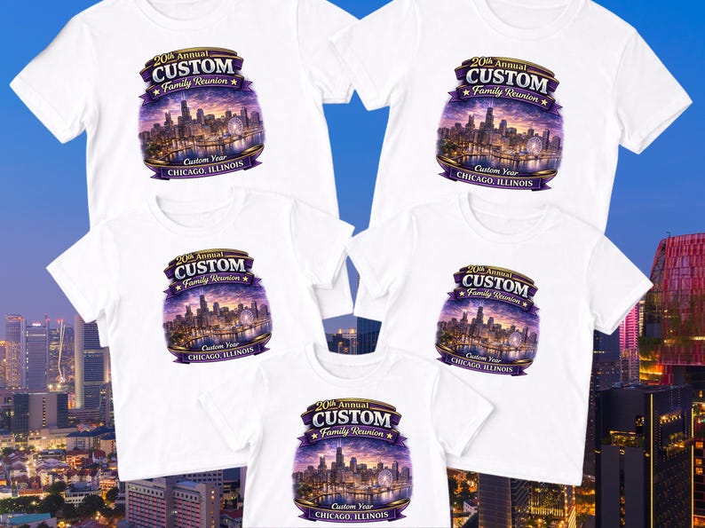 Personalized Family Reunion Shirts, Matching Family Tees with Cityscape Design, Custom Family Shirts for Reunion, Choose your city