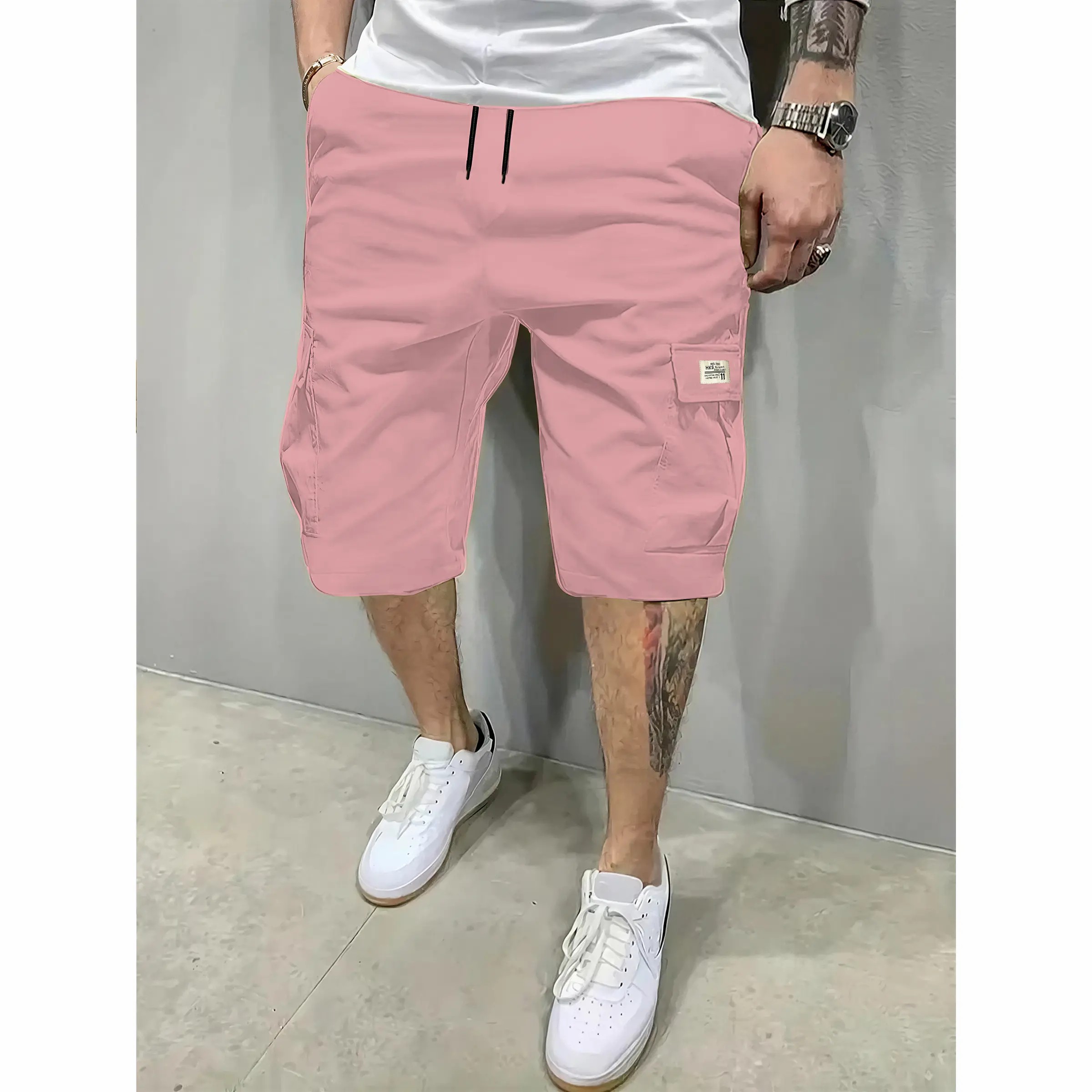 Men's 7-Pack Fitted Cargo Shorts – Elastic Drawstring, Slanted Multi-Pocket, Lightweight Summer Bottoms