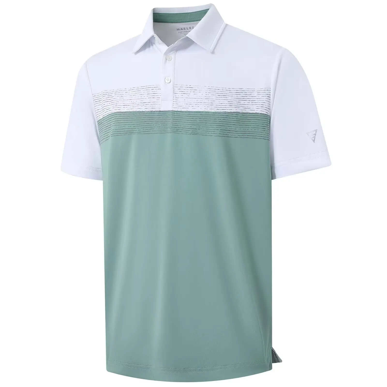 Polo Shirts for Men Dry Fit Performance Chest Print Color Block Moisture Wicking Casual Short Sleeve Golf Shirts