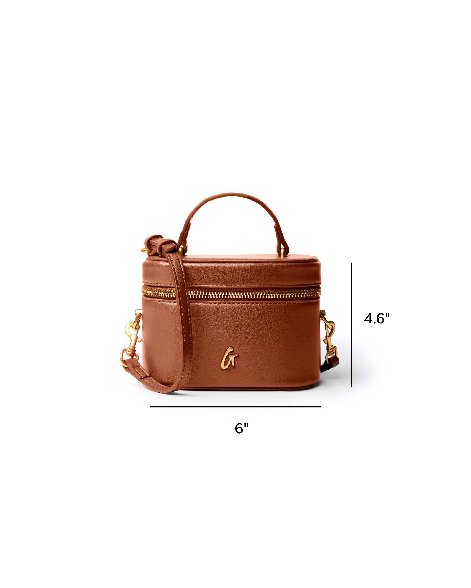 MINI SMOOTH GOLD VANITY BAG - BROWN