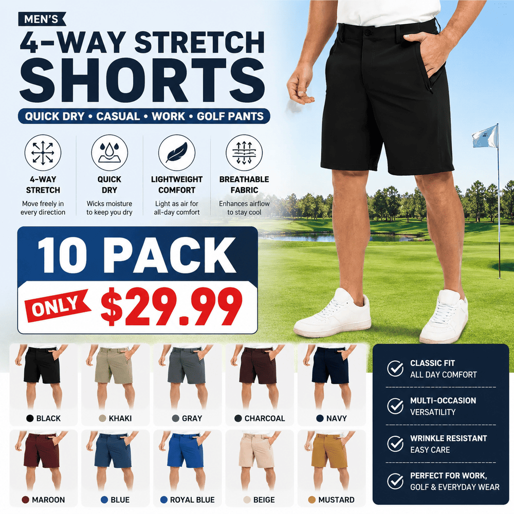Men's 4-Way Stretch Quick Dry Golf Shorts