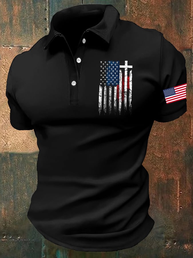 Men's America 250th Anniversary Print Casual Polo Shirt