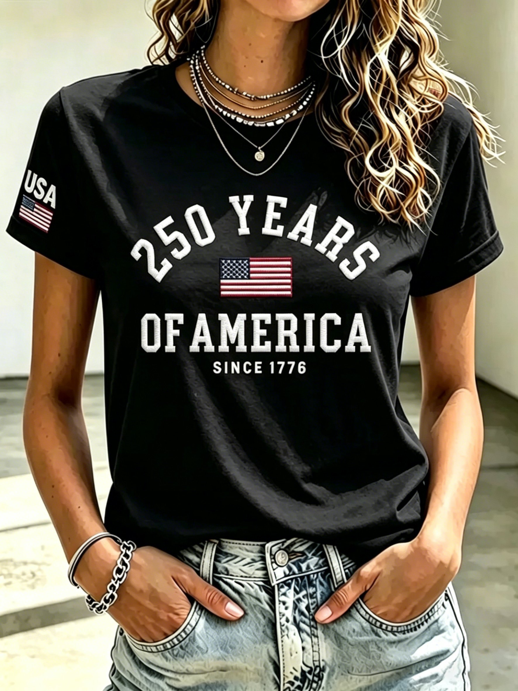 Women's 250th Anniversary of the United States Printed T-shirt