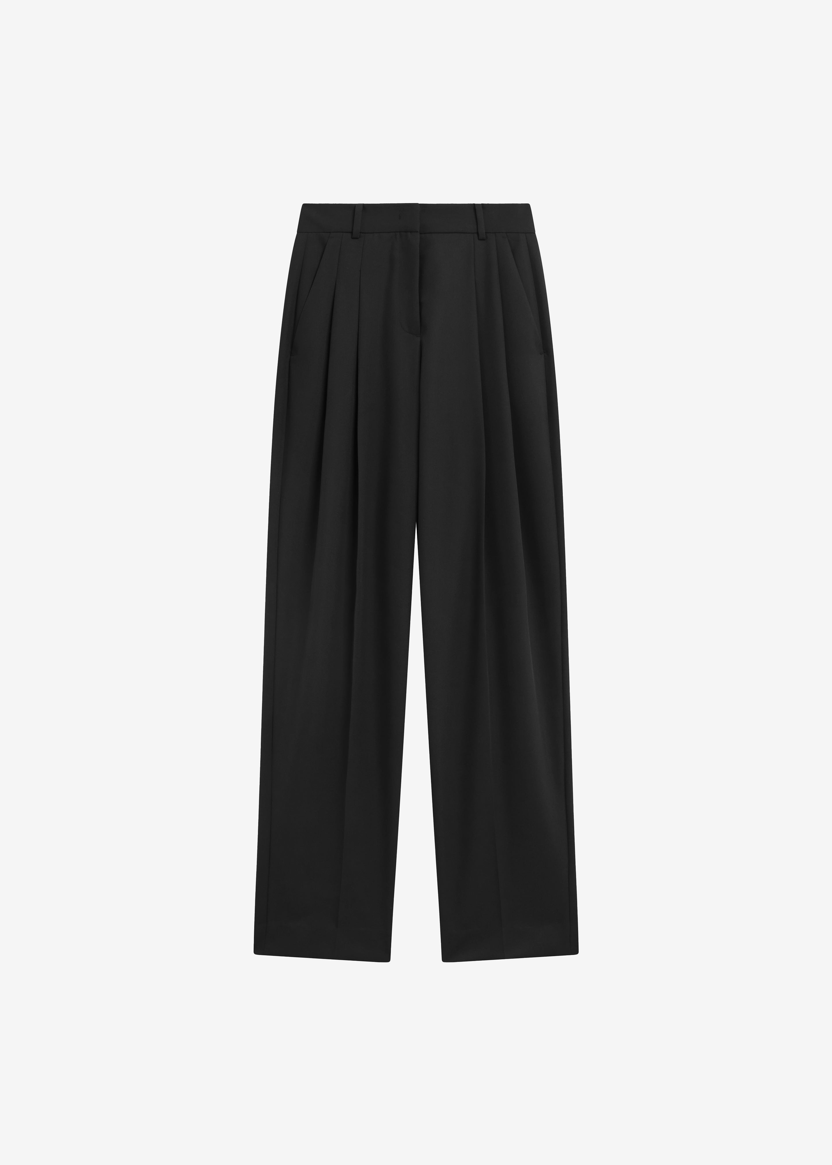 Gelso Pleated Twill Trousers - Black