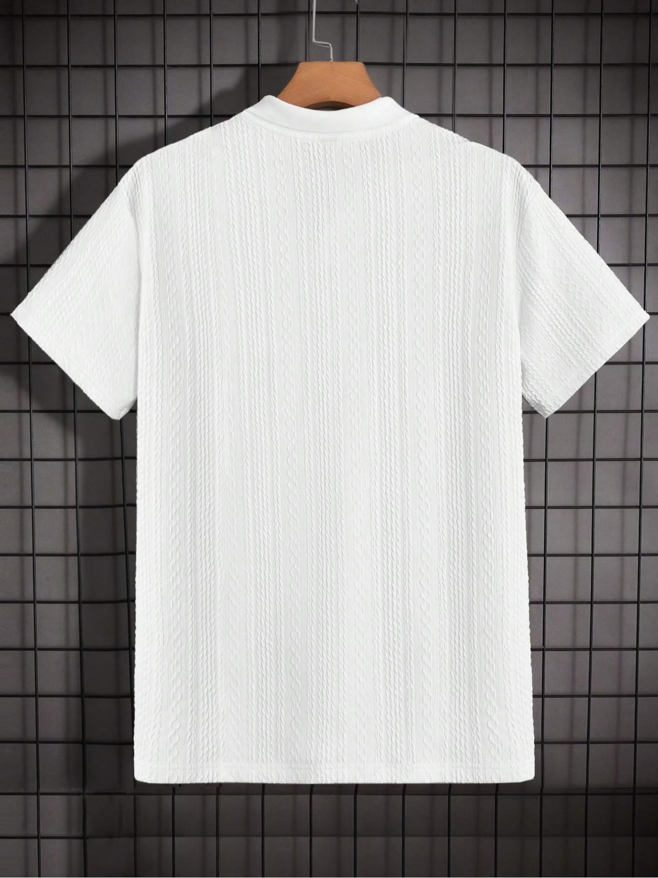 Men's Solid-Color Jacquard Knit Polo Shirt
