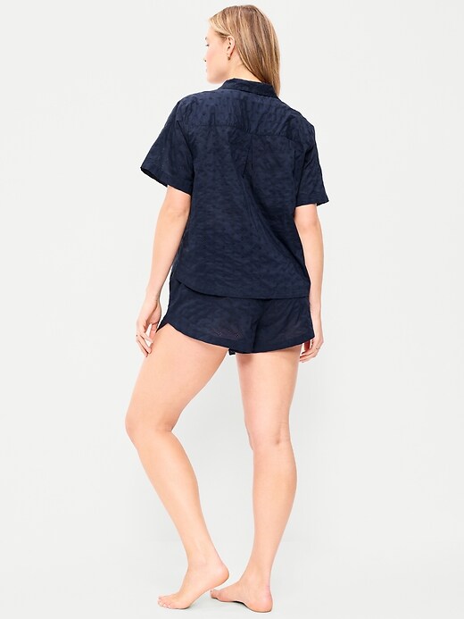 Classic Eyelet Sleep Short Set  Arctic Depth